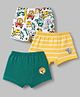 Babyhug 100% Cotton Single Jersey Knit Briefs With Animal Print & Stripes Pack of 3- Yellow, White & Green