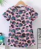 Fashion Dream Cotton Blend Knit Half Sleeves Leave Printed Coordinating Tee & Shorts Set - Pink