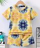 Fashion Dream Cotton Blend Woven Half Sleeves Tie Dye Tee & Shorts Set - Yellow