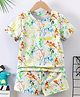 Fashion Dream Cotton Blend Knit Half Sleeves Colour Splash Printed Coordinating Tee & Shorts Set - White
