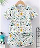 Fashion Dream Cotton Blend Knit Half Sleeves Abstract Printed Coordinating Tee & Shorts Set - White