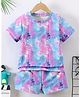 Fashion Dream Cotton Blend Knit Half Sleeves Tie & Dye Coordinating Tee & Shorts Set - Blue