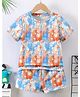 Fashion Dream Cotton Blend Woven Half Sleeves Tie Dye Tee & Shorts Set - Light Blue