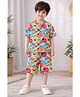 Fashion Dream Cotton Blend Woven Half Sleeves Smiley Printed Coordinating Tee & Shorts Set - Red