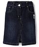 Little Kangaroos Denim Jacquard Knee Length Glitter Text Printed Skirt - Navy Blue