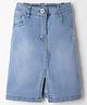 Little Kangaroos Denim Jacquard Knee Length Glitter Text Printed Skirt - Light Blue
