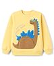 Little Kangaroos Fleece Knit Sweatshirt with Full Sleeves and Dinosaur Print With Front Pocket - Yellow