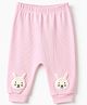 Little Kangaroos Fleece Knit Full Length Track Pant With Bear Applique - Baby Pink