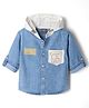 Little Kangaroos Cotton Woven Hooded Shirt with Full Sleeves and Make The Future Awesome Print in Light/Sky Blue for 2-3 Years