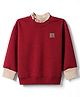 Little Kangaroos Fleece Knit Sweatshirt with Full Sleeves & Badge Detail - Red