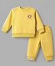 Little Kangaroos Fleece Knit Full Sleeves T-Shirt & Lounge Pant Winter Wear Suit with Bear Print - Yellow