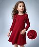 Hola Bonita Knit Full Sleeve Knee Length Rib Fabric Slid Dress With Purse - Maroon