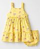 Babyhug Single Jersey Knit Frocks with Bloomer and Floral Print in Yellow