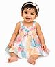 CANDY HOUSE Muslin Woven Sleeveless Bow Applique Detailed Tie Dye Dress - Multi Colour