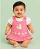 CANDY HOUSE Knitted Knit Floral Embroidered Pinafore Dress With Half Sleeves Bees Printed Tee - Peach