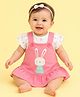 CANDY HOUSE Knitted Knit Bunny Embroidered Pinafore Dress With Half Sleeves Tee - Pink