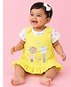 CANDY HOUSE Knitted Knit Floral Embroidered Pinafore Dress With Half Sleeves Tee - Yellow