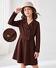 Hola Bonita Knit Full Sleeves Blazer Collar Solid Dress - Brown