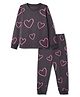 Primo Gino 100% Cotton Knit Full Sleeves T-Shirt & Pyjama Co-Ords Set With Heart Print - Grey