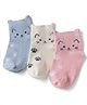 Cute Walk By Babyhug Poly Blends Knit Anti Bacterial Ankle Length Socks With Paw Desgin Pack of 3 - Light Pink, Beige & Blue