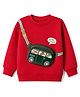 Little Kangaroos Fleece Knit Sweatshirt and Sling Bag with Full Sleeves and Safari Theme Print - Red
