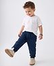 Babyoye Terry Knit 100 % Cotton Full Length Solid Lounge Pant With Cargo Pockets & Patch -Navy Blue