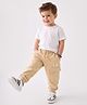 Babyoye 100% Cotton Terry Knit Full Length Lounge Pants With Cargo Pockets - Tan