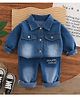 Googo Gaaga Cotton Denim Full Sleeves Washed Shirt & Jeans Set - Blue