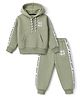 Teddy Fleece Knit Full Sleeves Hooded Winter Wear Suit With Text Print - Green