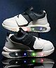 asian Colour Blocked Velcro Closure LED Shoes - Cream & Black