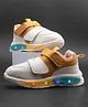 asian Colour Blocked Velcro Closure LED Shoes - Cream & Mustard