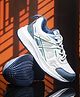 asian Colour Blocked Lace Up Shoes - White & Slate Blue