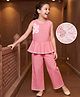 Earthy Touch Cotton Blend Woven Sleeveless Indo Western Set With Floral Embroidery & Sequin Detailing - Pink