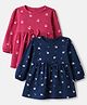 Babyhug Single Jersey Knit Full Sleeves Frock with Floral Print in Red & Blue Pack of 2