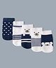 Cute Walk By Babyhug Knit Anti-Bacterial Ankle Length Socks With Star & Bear Print Pack of 5 - Navy Blue