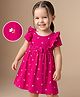Babyhug Single Jersey Knit Frock and Bloomer with Half Sleeves and Floral Print - Pink