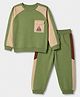 Pine Kids Looper Knit Full Sleeves Winter Wear Suit With Front Pocket & Campfire Text Print - Green