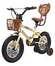 Stryder Whizzy 14T Kids Cycle with Side Wheels Back Rest Basket Water Bottle Mudguards Chain Cover - Cream