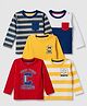 Babyhug 100% Cotton Knit Full Sleeves T-shirt With New York League Champs Print Pack of 5 in Red Yellow Blue