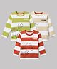 Babyhug 100% Cotton Knit Full Sleeves T-Shirt With Dinosaur Print Pack of 3 - Red Green Beige