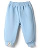Little Kangaroos Muslin Knit Full Length Fleece and Woollen Pant With Teddy Bear Patch - Light Blue