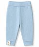 Little Kangaroos Muslin Knit Full Length Fleece and Woollen Pant With Little Hugs Patch - Light Blue