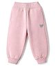 Little Kangaroos Muslin Knit Full Length Fleece and Woollen Pant With Heart Patch - Pink