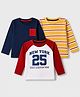 Babyhug 100% Cotton Knit Full Sleeves Tshirts With New York 25 Print Pack Of 3 - Navy Blue Mustard & White