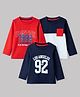 Babyhug 100% Cotton Knit Full Sleeves T-Shirts with Boston & Los Angeles Print Pack of 3 - Red Navy Blue White