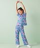 Pine Kids Cotton Knit Half Sleeves Co-Ords Shirt & Pyjama Night Suit with Heart Print - Turquoise
