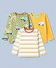 Babyhug 100% Cotton Knit Full Sleeves T-Shirts with Construction Vehicles Print Pack of 3 in Yellow Green