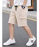 Trampoline Terry Knit Solid Cargo Shorts - Beige