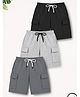 Trampoline Cotton Blend Knit Pack Of 3 Solid Cargo Shorts -  Grey & Black
