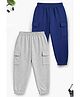 Trampoline Cotton Blend Knit Pack Of 2 Solid Cargo Style Joggers - Navy Blue & Grey